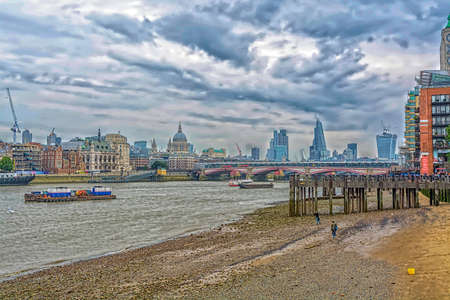 London skyline from the Themes river.の写真素材