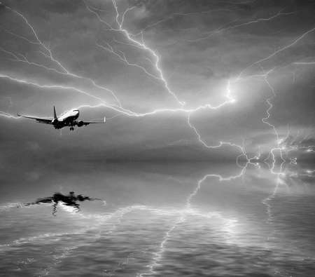 Silhouette of airplane with a beautiful sky.