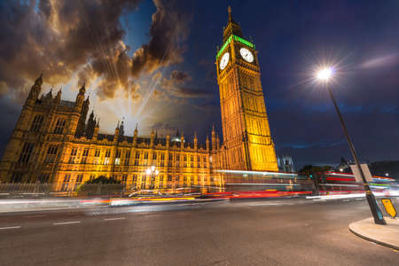 Spectacular view of Westminster and Big Ben by night.の写真素材
