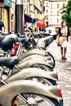 Bicycle ready to start, Paris.のeditorial素材