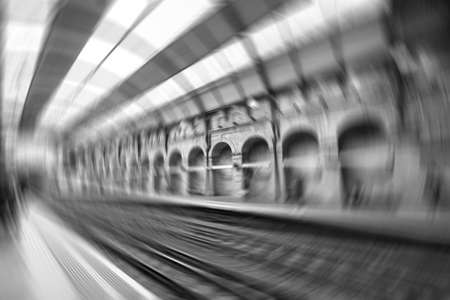 Blurred view of tube station in London.