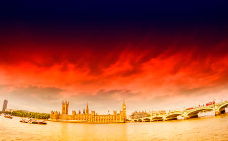 Westminsyer palace and bridge with beautiful sky.のeditorial素材