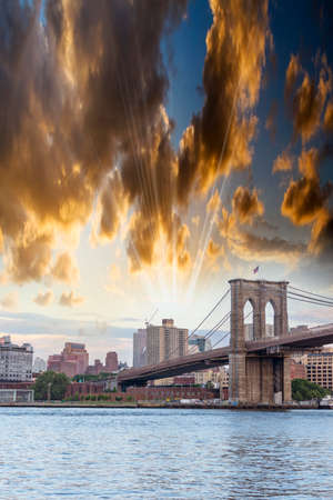 Brooklyn Bridge with beautiful sky.の写真素材