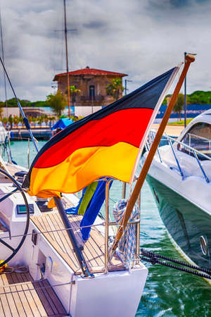 German flag on the boat.の写真素材