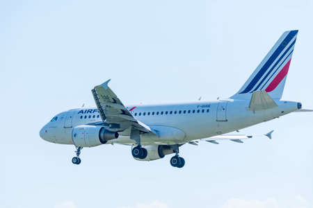 ITALY - FLORENCE SEPTEMBER 02: Air France Airbus A318 lands at Peretola airport, 02 Septembre 2015,...