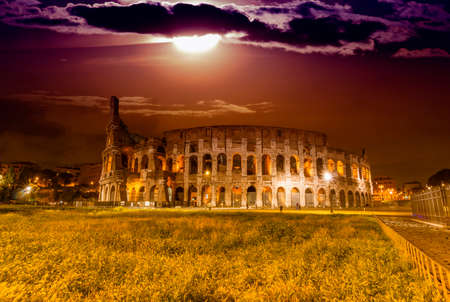 Beautiful view of Colosseum by night.の写真素材