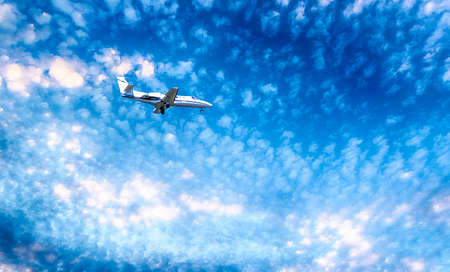 Private Jet PLane during landing.の写真素材