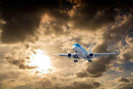 Airplane with beautiful sky.