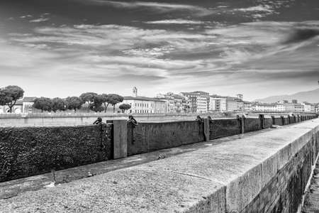 Protection bulkheads to river Arno.の写真素材