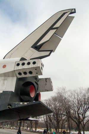 MOSCOW, RUSSIA - APRIL 08, 2017: Soviet space vehicle "Buran" mock-up on display at VDNKH park.のeditorial素材