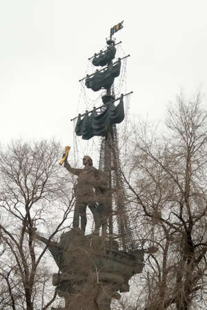 MOSCOW - APRIL 8, 2017: Monument to Peter the Great in Moscow in Moscow city center, popular touristic landmark, architect Zurab Tseretely.のeditorial素材
