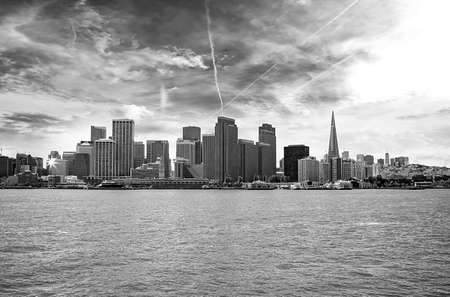 Skyline of San Francisco from boat.の写真素材