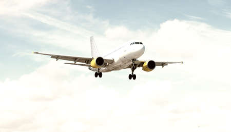 Airplane during landing.の写真素材