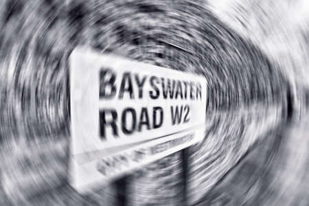Blurred picture of Bayswater Road sign.の写真素材