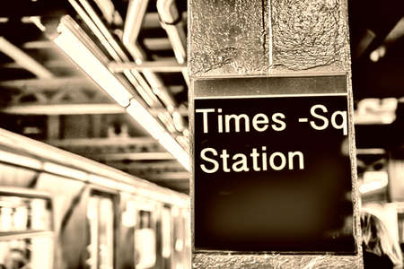 Time Square Statione Subway sign.の写真素材