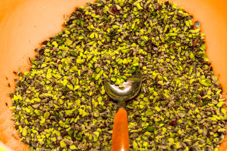 Crushed pistachios.