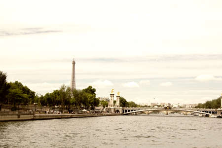 Panoramic view from Seinne river, Paris.