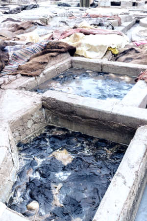 Leather processing-Marrakech, JemaÃ¢ el Fna Square.の写真素材
