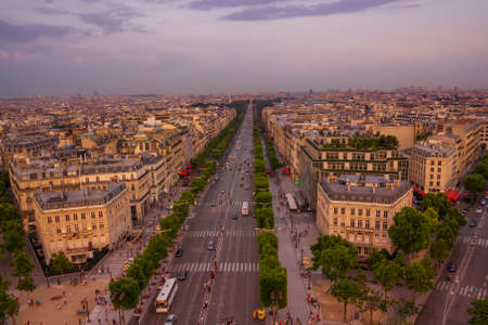 Aerial view of Paris skyline with Tour Eiffel in background.の写真素材