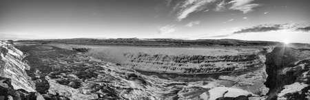 Panoramic view of small icy river .の写真素材