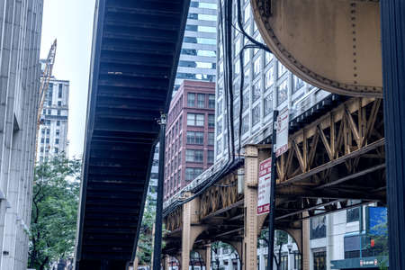 Subway tracks seen from below, Chciago.