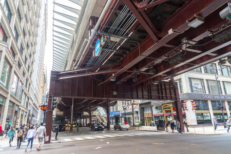 Chicago IL - 21/06/2018 - Urban life afternoon weekend in downtown Chicago. People crossing the...