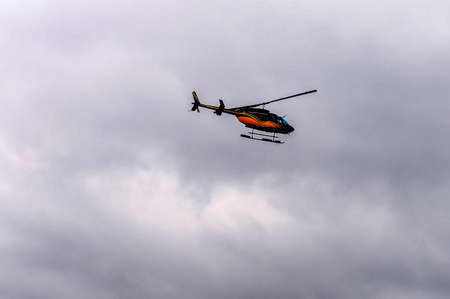Private Helicopter in flight over New York.の写真素材