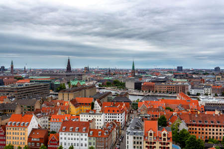 Panoramic view from a plane over Copenhagen.の写真素材