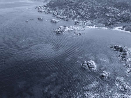 Sardinian coast and sea, aerial view.の写真素材