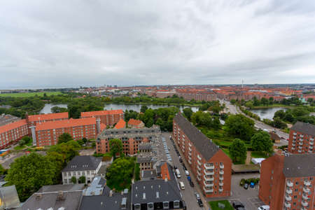Panoramic view from a plane over Copenhagen.