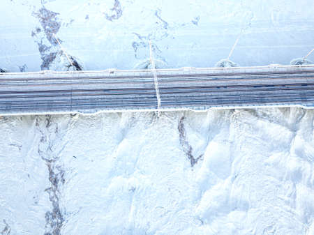 Swallen river under the train's bridge, Pisa, Italy.の写真素材