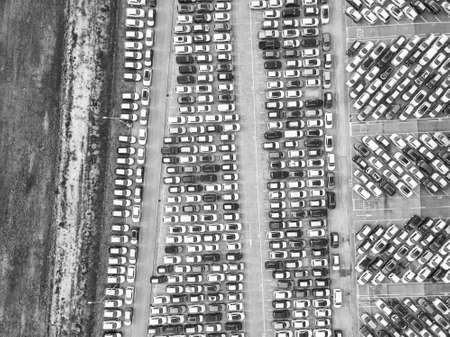 Aerial view of the customs car park.の写真素材