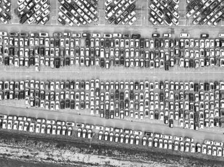 Aerial view of the customs car park.の写真素材