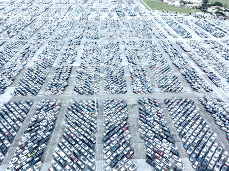 Aerial view of the customs car park.