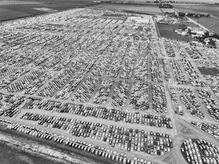 Aerial view of the customs car park.の写真素材