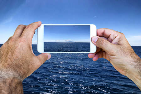 Endless panoramas, the blue of the sea.の写真素材