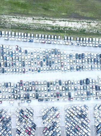 Aerial view of the customs car park.の写真素材