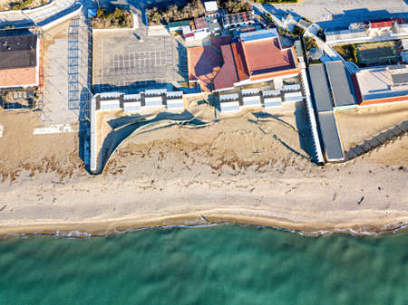 Aerial view of bathing establishment in winter in Tuscany, Italy.の写真素材