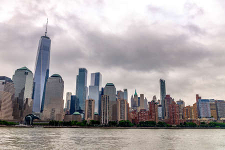 Skyscrapers of Manhattan view from the boat.の写真素材