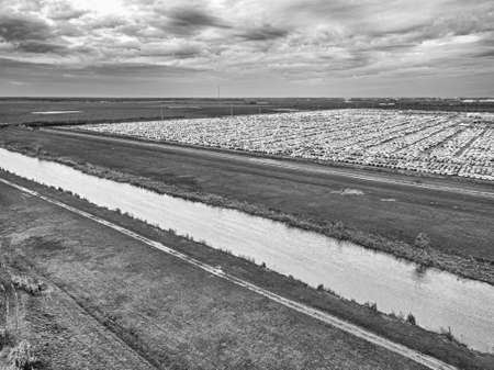 Aerial view of the customs car park.の写真素材