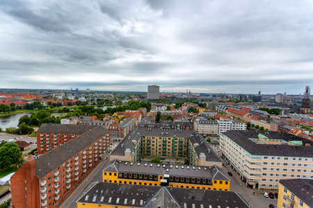 Panoramic view from a plane over Copenhagen.の写真素材