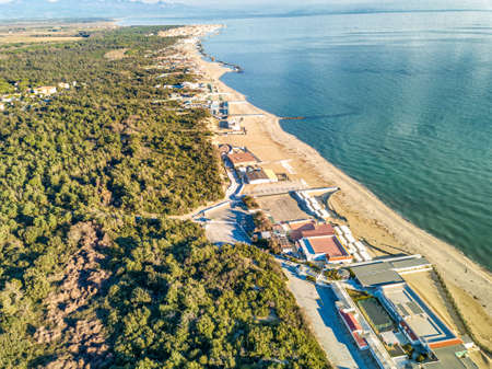 Aerial view of the tuscany coast in winter.の写真素材