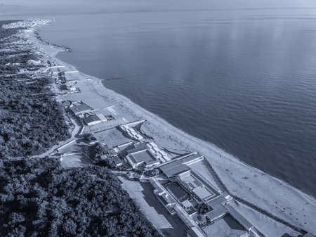 Aerial view of the tuscany coast in winter.の写真素材