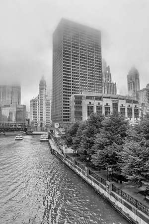 Skyscrapers of Chicago in the fog.の写真素材