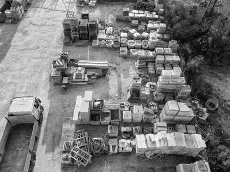 Aerial view from drone of warehouse  of building materials.の写真素材