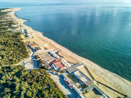 Aerial view of the tuscany coast in winter.の写真素材
