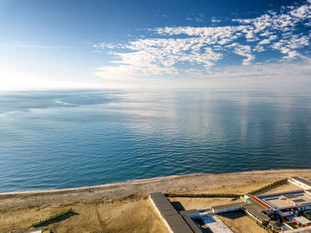 Aerial view of the coasts of Tuscany in winter.の写真素材