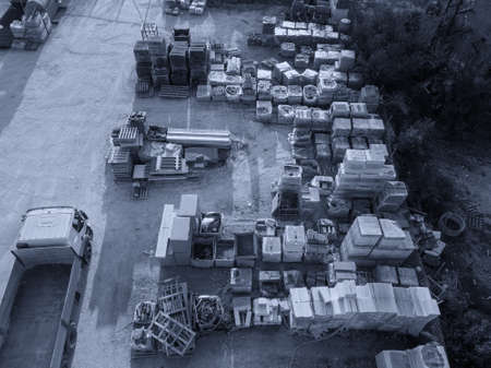 Aerial view from drone of warehouse  of building materials.の写真素材