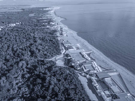 Aerial view of the tuscany coast in winter.の写真素材