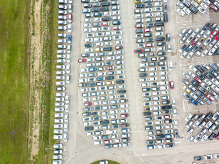 Aerial view of the customs car park.の写真素材
